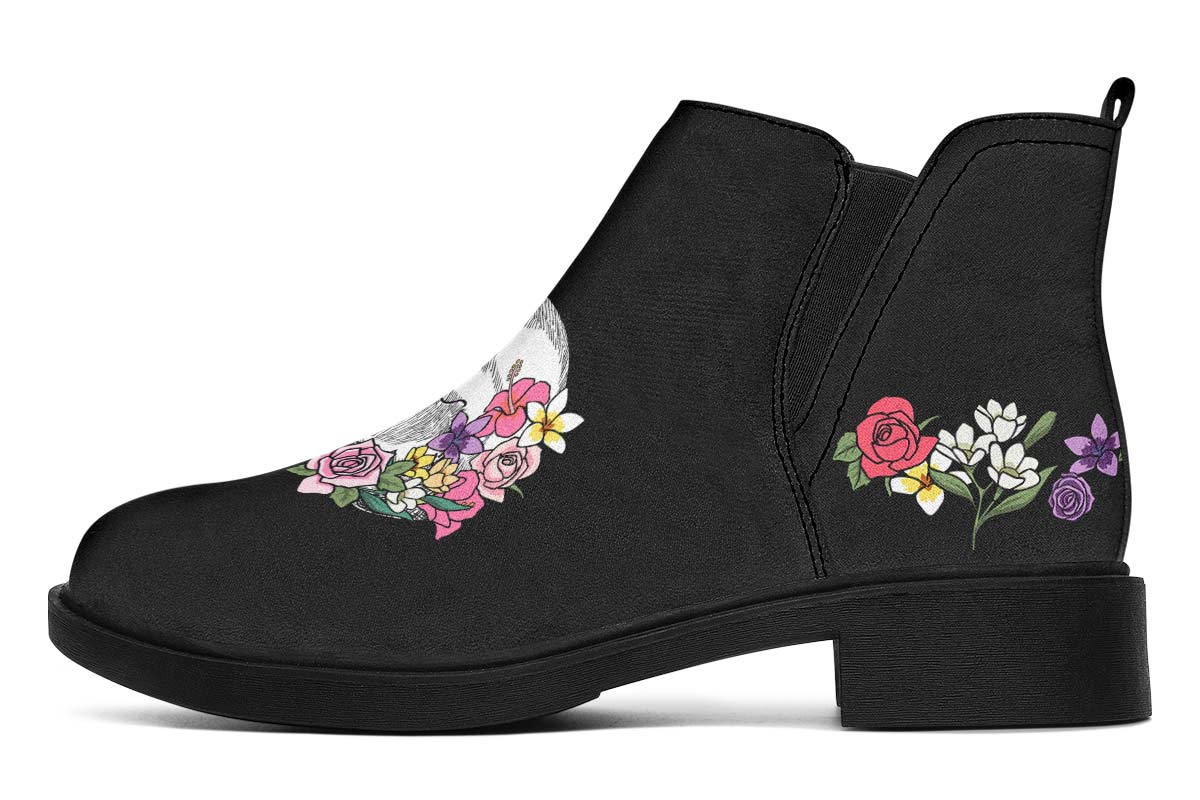 Floral Anatomy Skull Neat Vibe Boots