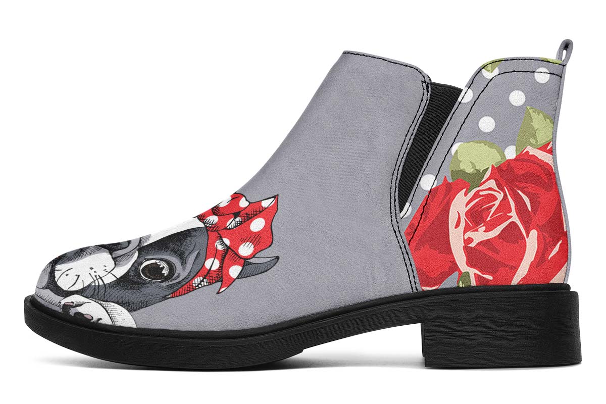 Floral Boston Terrier Red Neat Vibe Boots