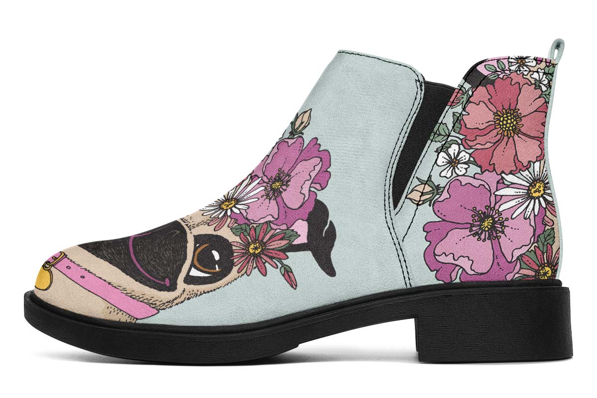 Floral Pug Neat Vibe Boots