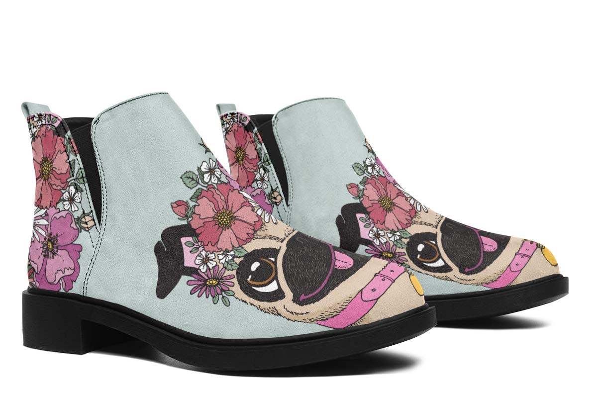 Floral Pug Neat Vibe Boots