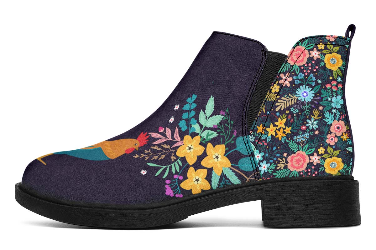 Floral Rooster Neat Vibe Boots