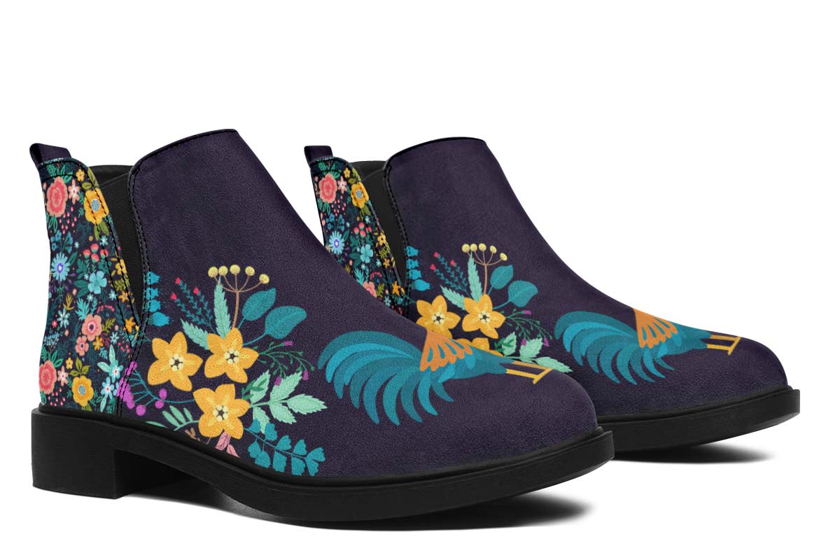 Floral Rooster Neat Vibe Boots