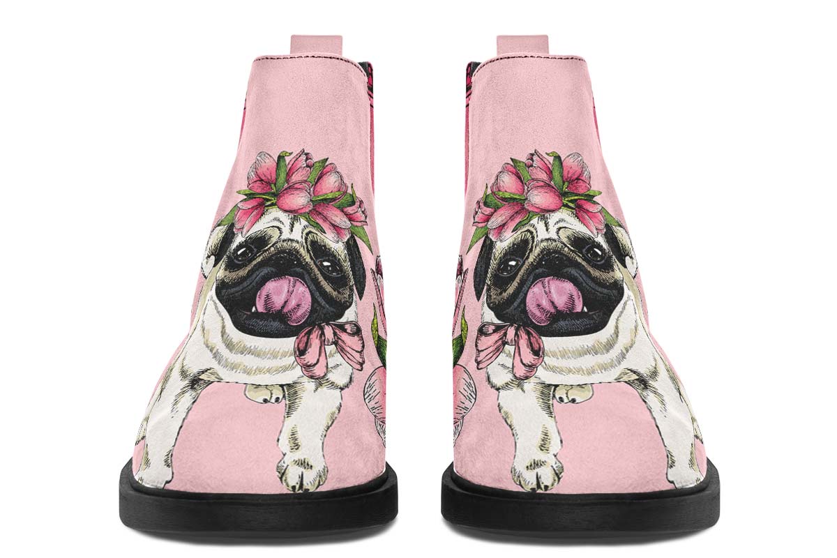 Goofy Floral Pug Neat Vibe Boots