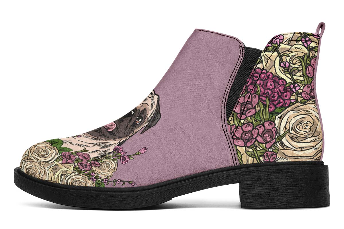 Illustrated Pug Neat Vibe Boots