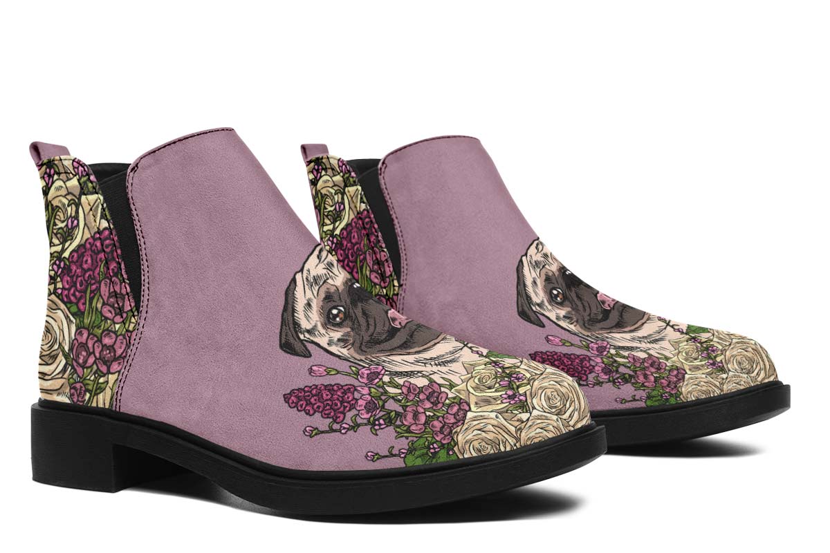 Illustrated Pug Neat Vibe Boots