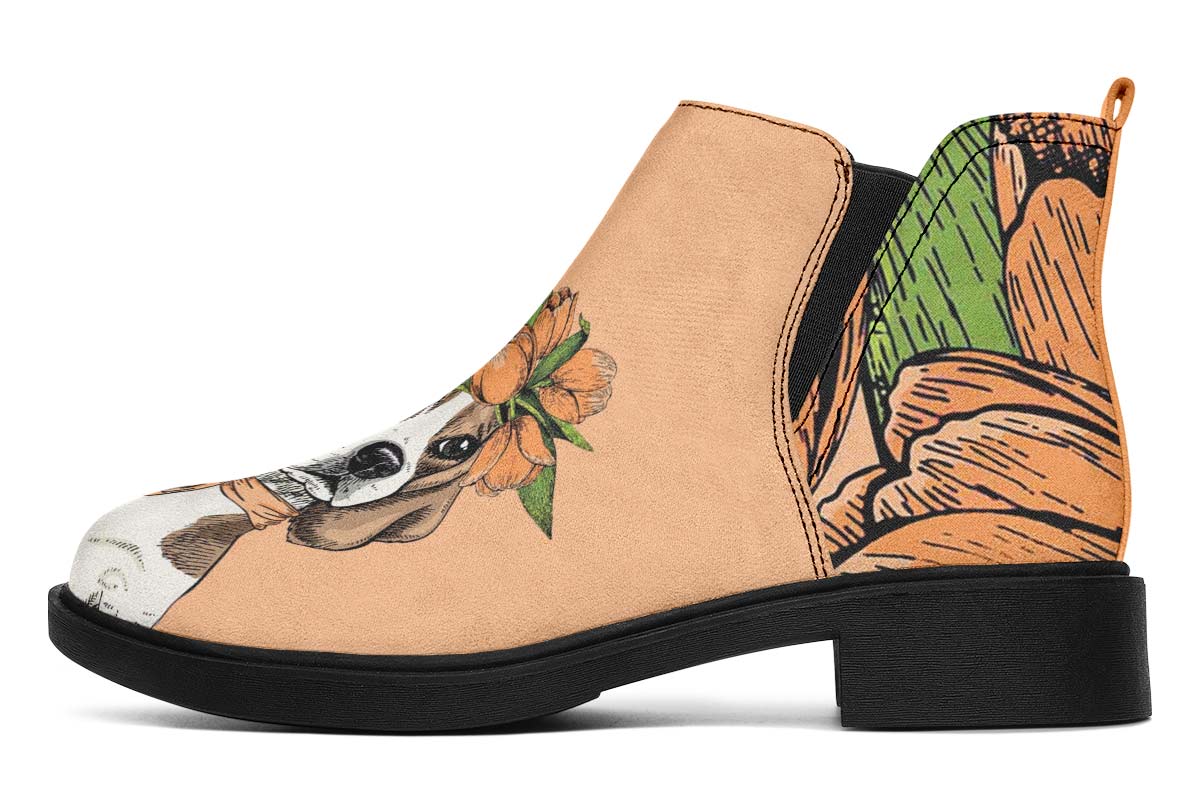 Orange Floral Beagle Neat Vibe Boots