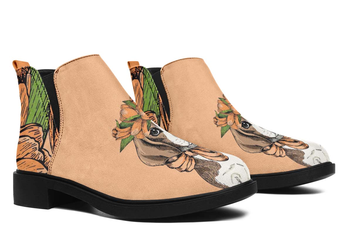 Orange Floral Beagle Neat Vibe Boots