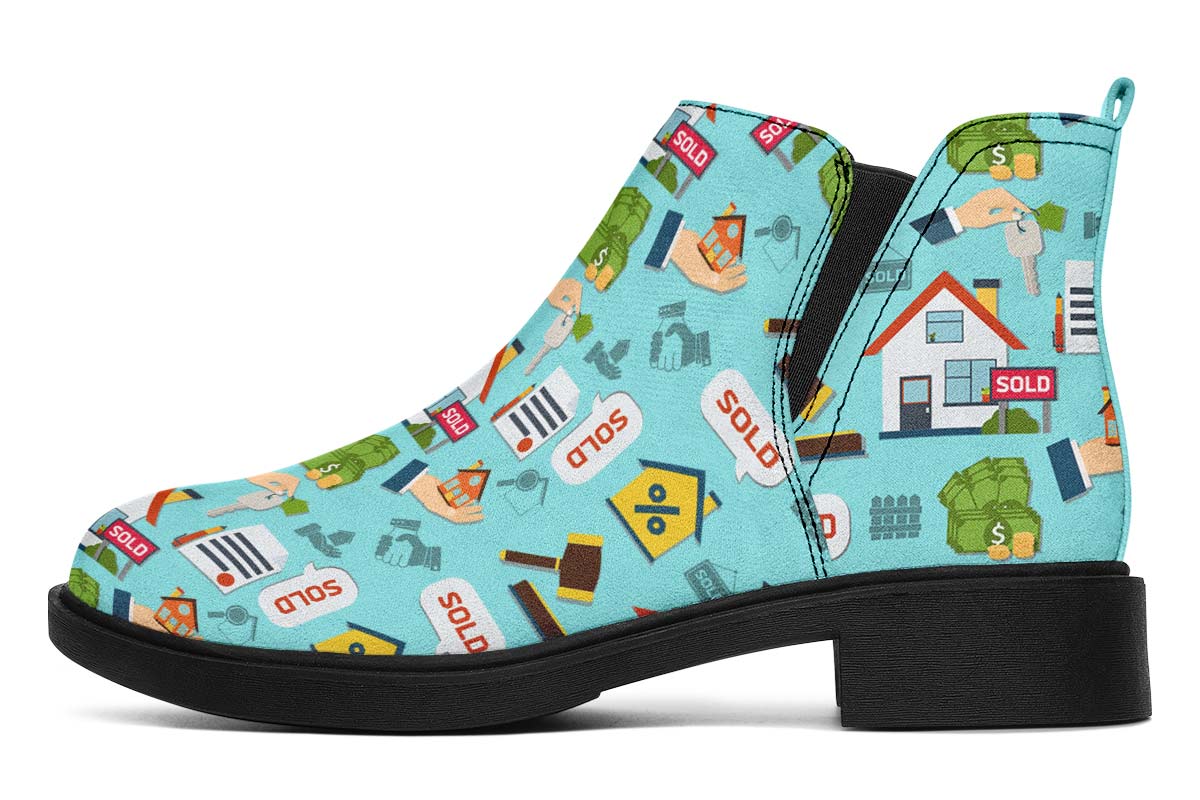 Real Estate Pattern Turquoise Neat Vibe Boots