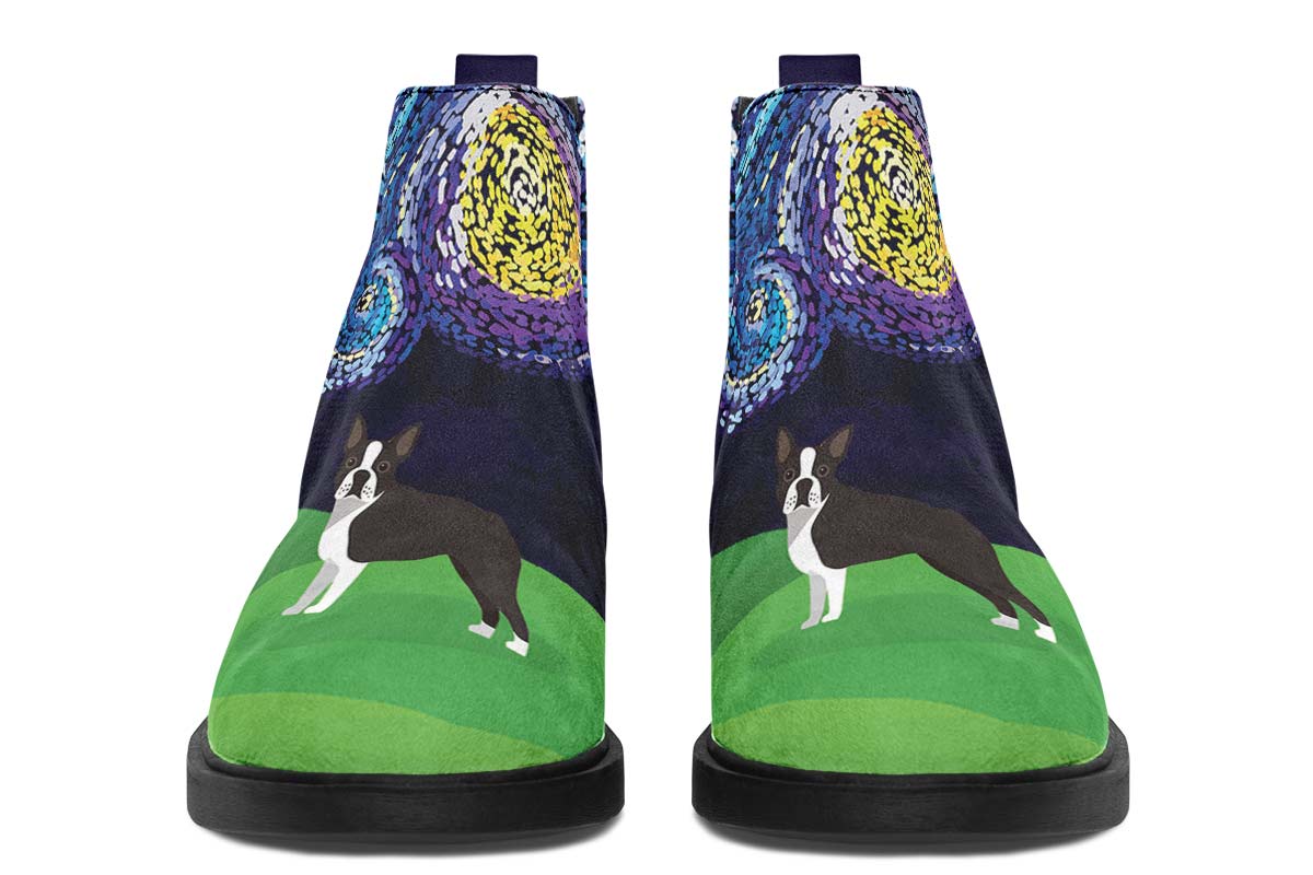 Starry Night Boston Terrier Neat Vibe Boots