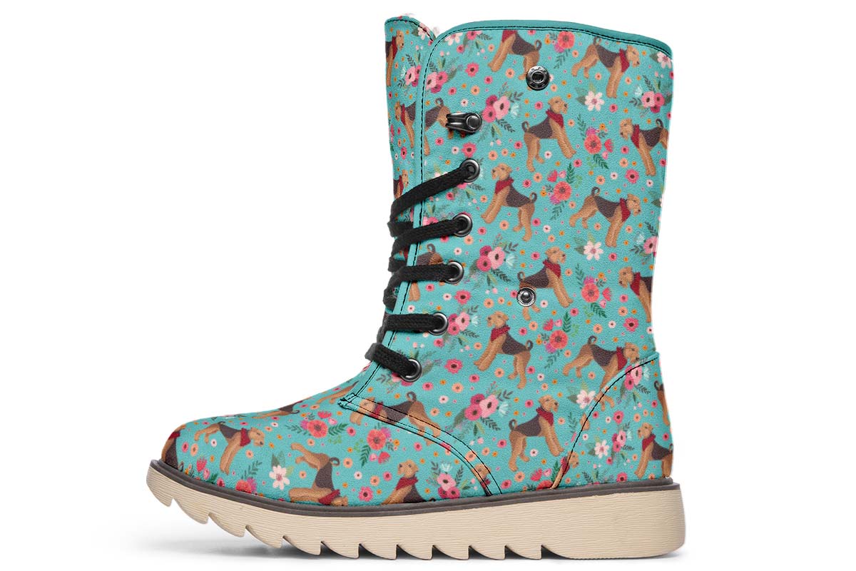 Airedale Terrier Flower Polar Vibe Boots