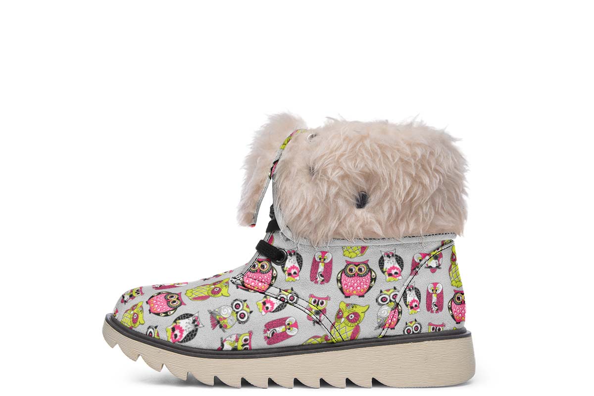 Colorful Owl Pattern Polar Vibe Boots