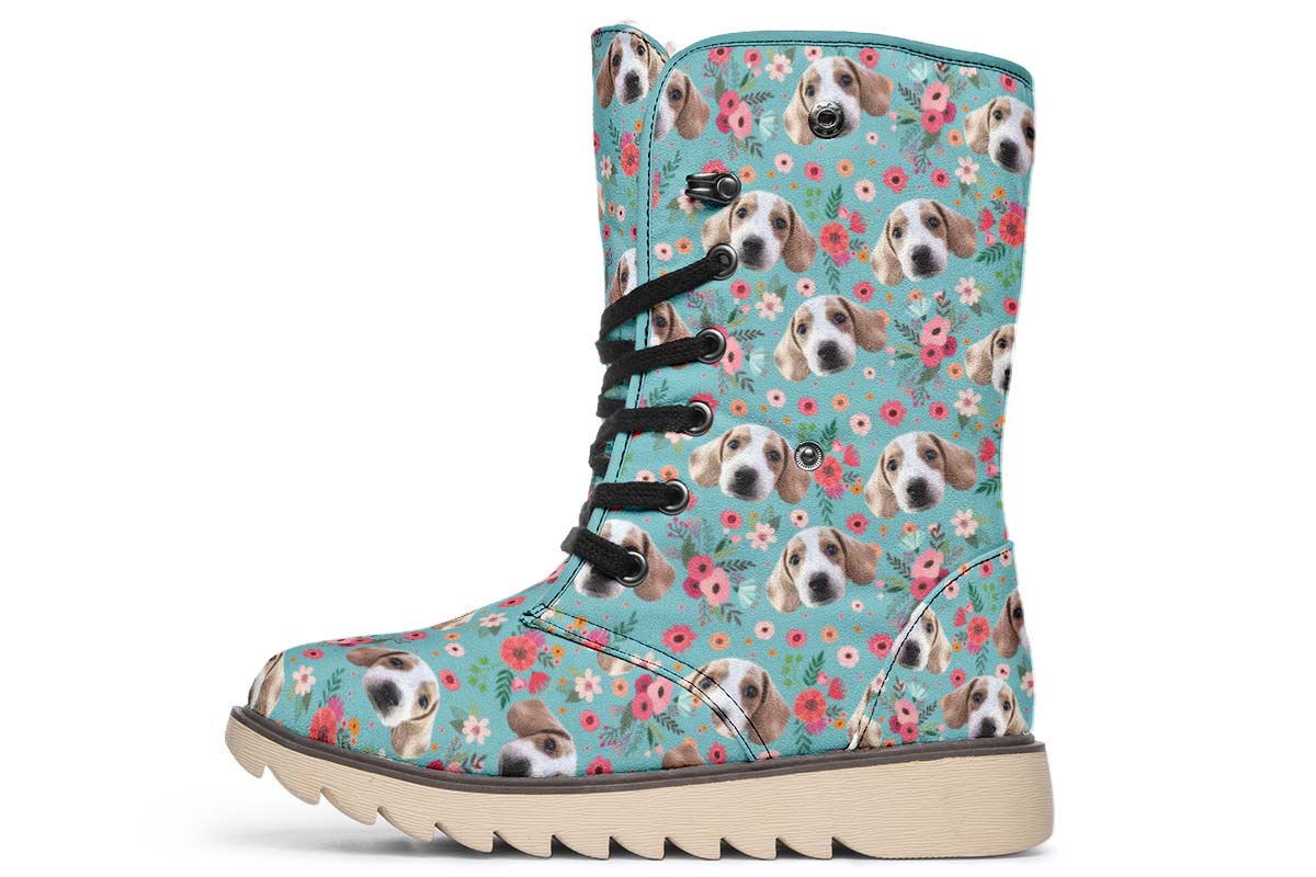 Cute Beagle Flower Polar Vibe Boots