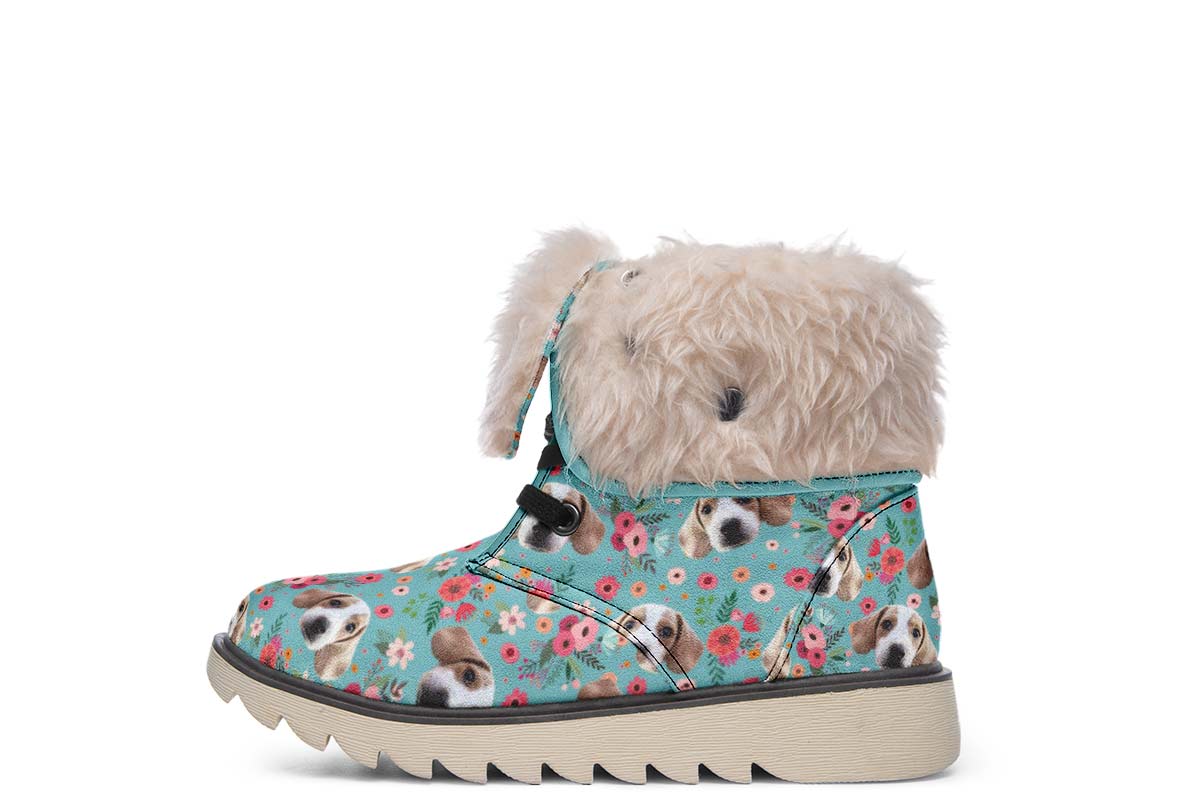 Cute Beagle Flower Polar Vibe Boots
