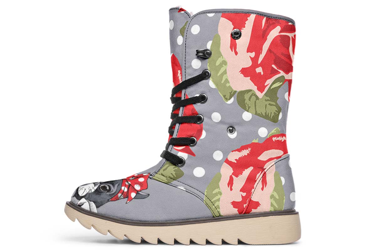 Floral Boston Terrier Red Polar Vibe Boots