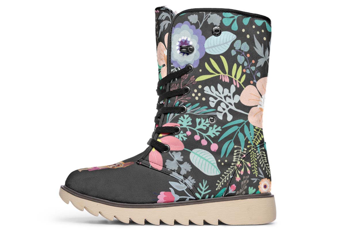 Floral French Bulldog Polar Vibe Boots