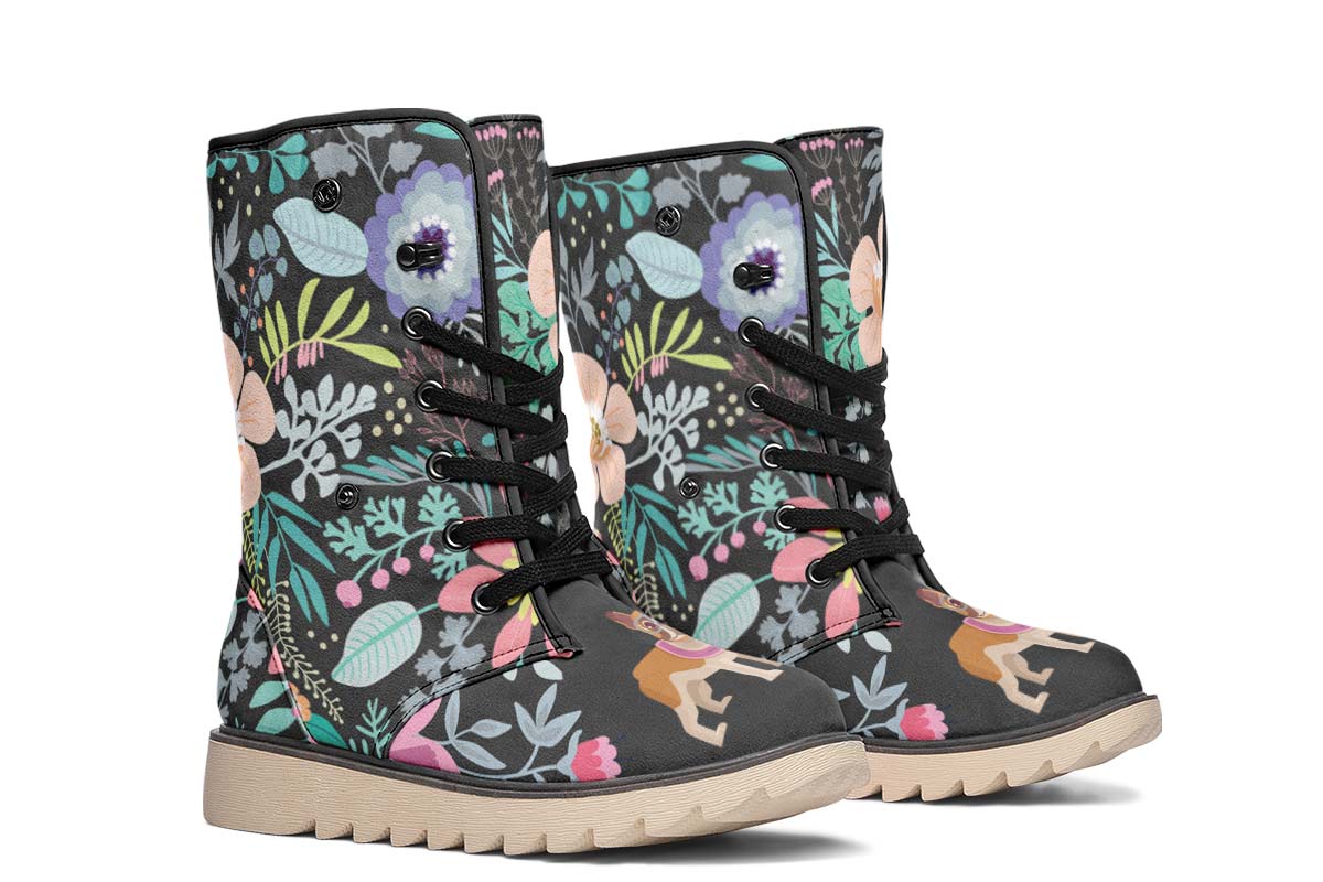 Floral French Bulldog Polar Vibe Boots