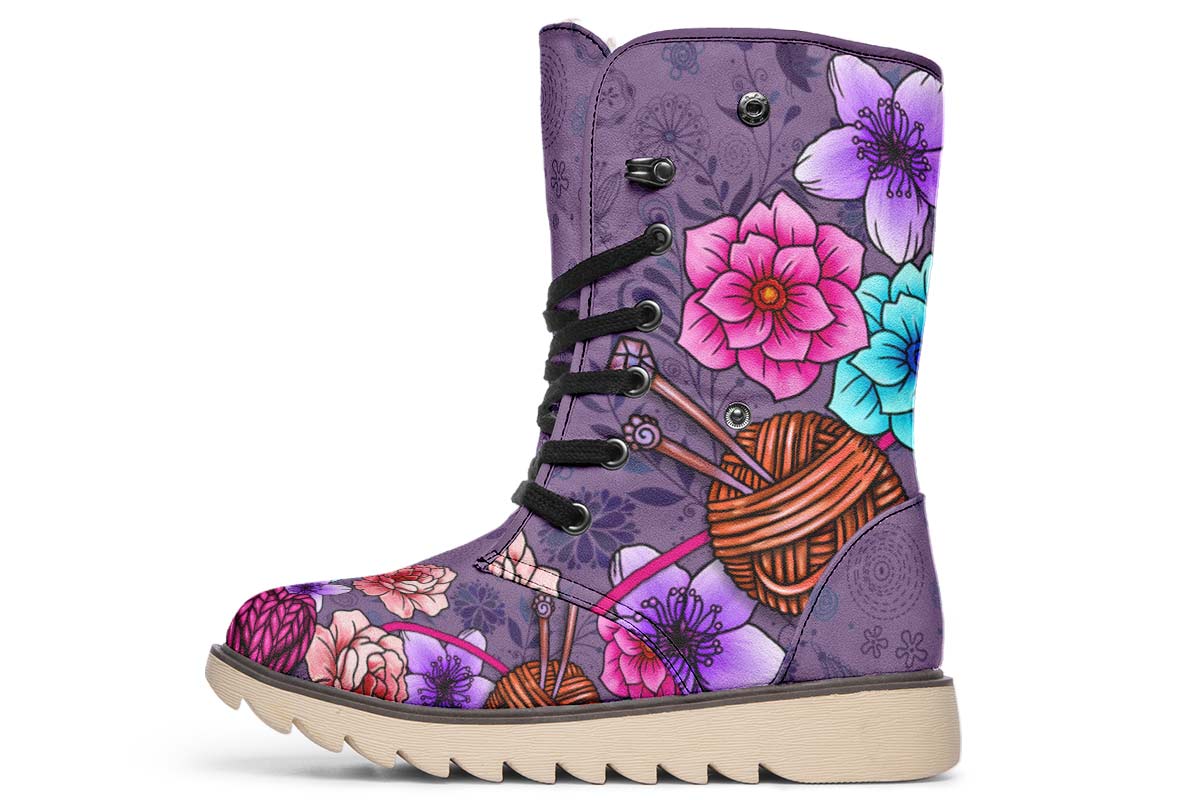 Floral Knitting Polar Vibe Boots