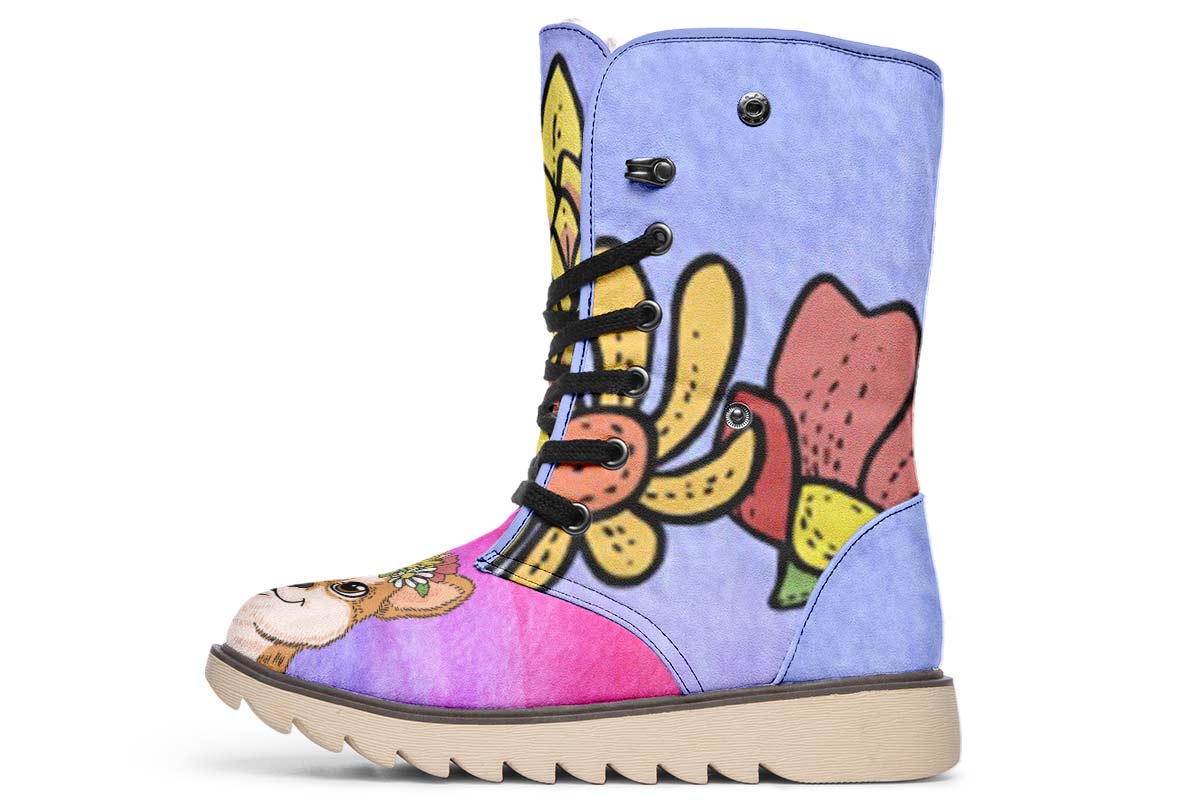 Fun Floral Shiba Inu Polar Vibe Boots