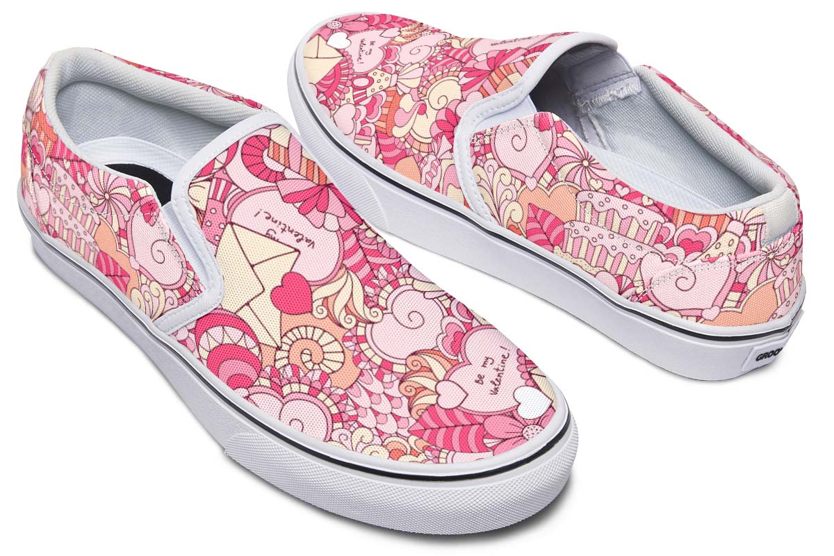 Abstract Valentines Day Slip-On Shoes