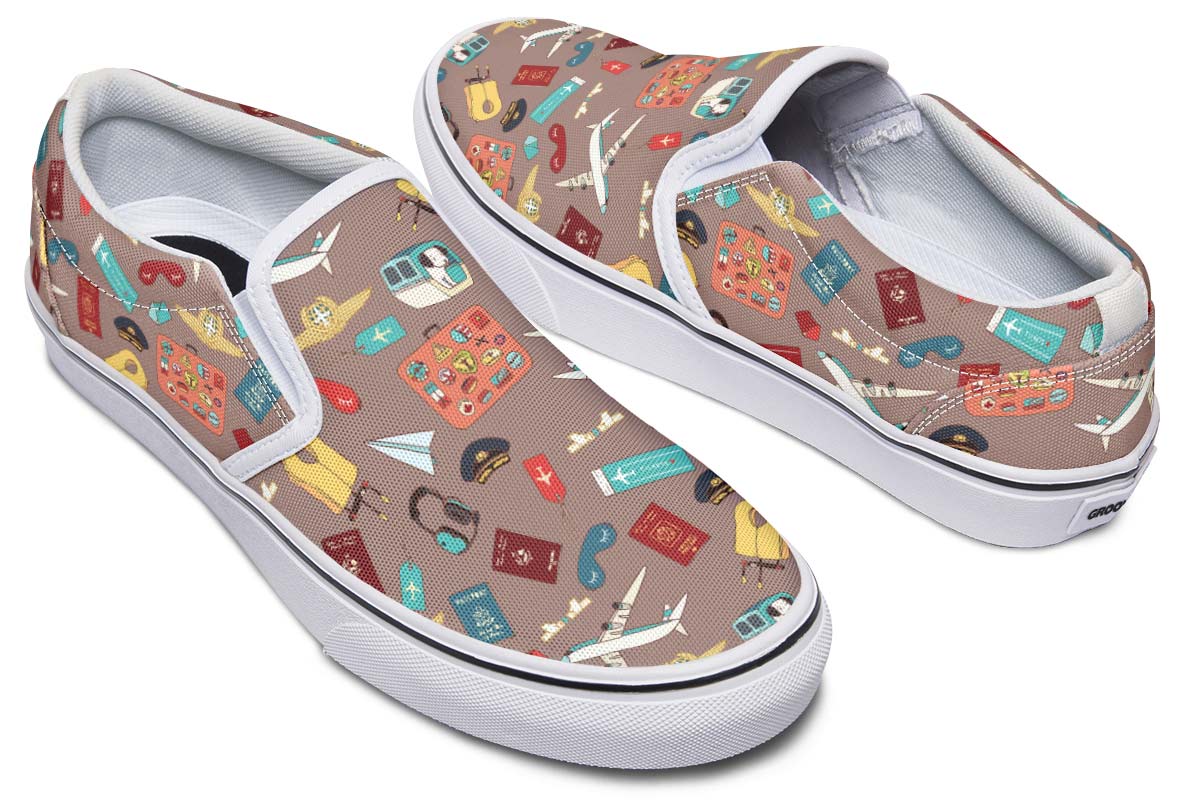 Airplane Travel Icons Slip-On Shoes