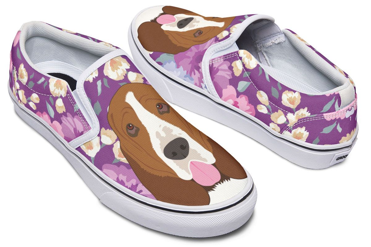 Basset Hound Dog Portrait Slip-On Shoes