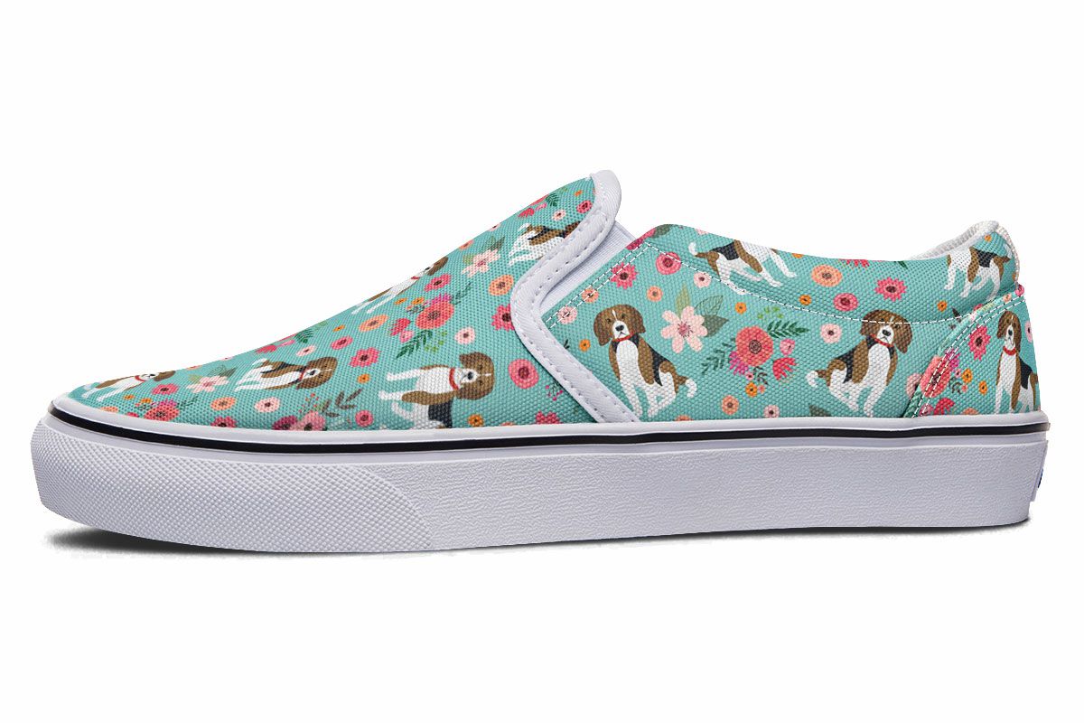 Beagle Flower Slip-On Shoes