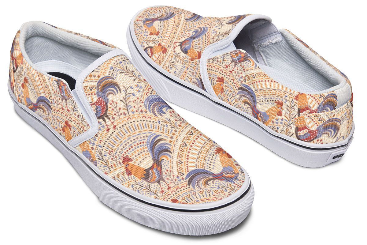 Bohemian Rooster Slip-On Shoes