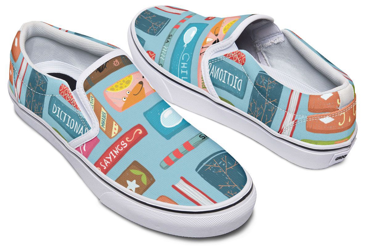 Book Title Slip-On Shoes