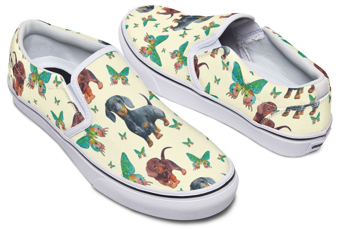 Butterfly Dachshund Slip-On Shoes