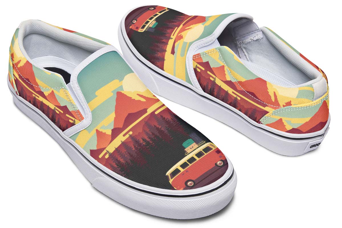 Camping Sunset Slip-On Shoes