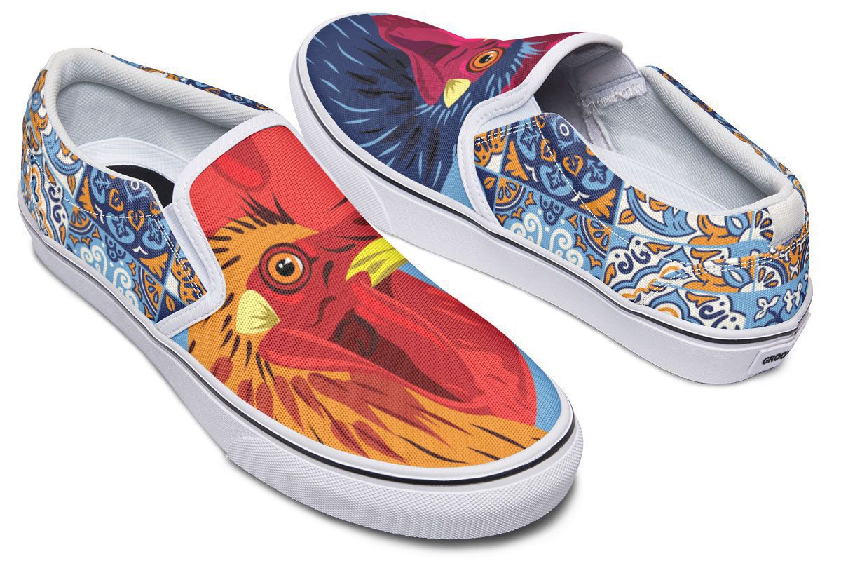 Ceramic Roosters Slip-On Shoes