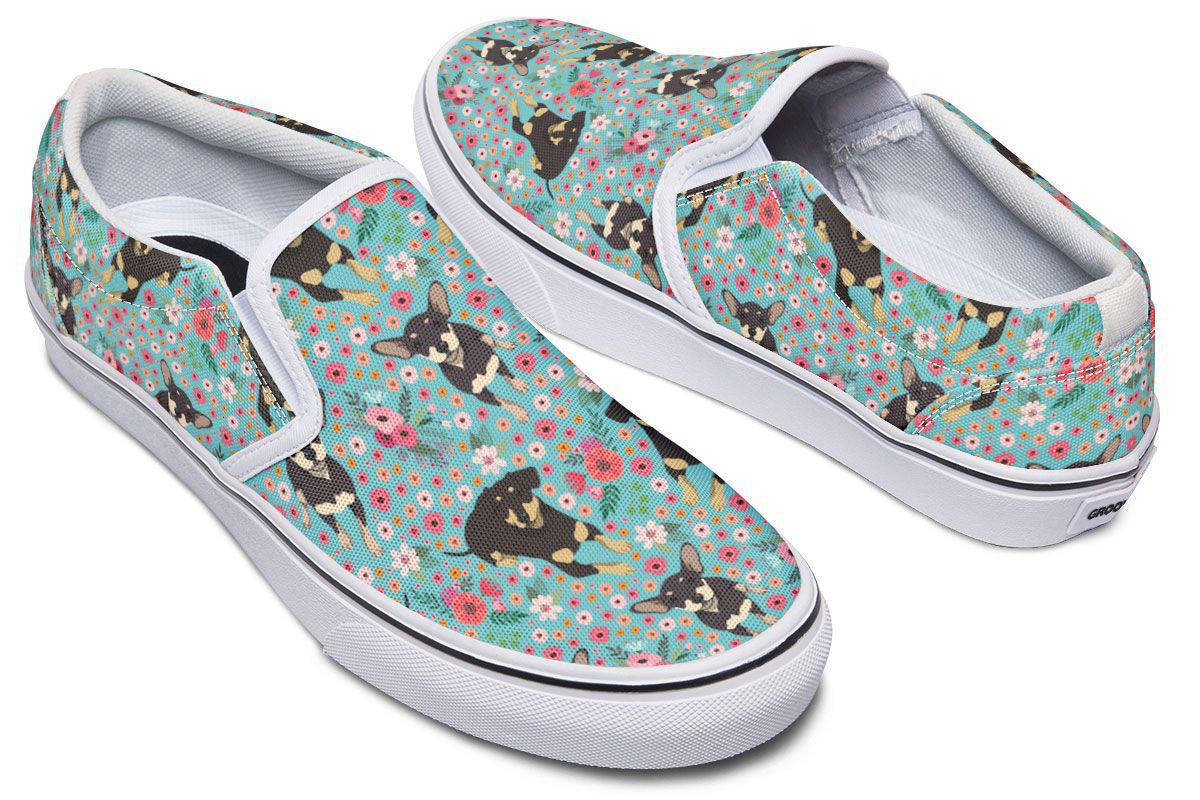 Chiweenie Flower Slip-On Shoes