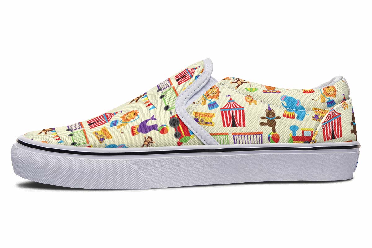 Circus Pattern Slip-On Shoes