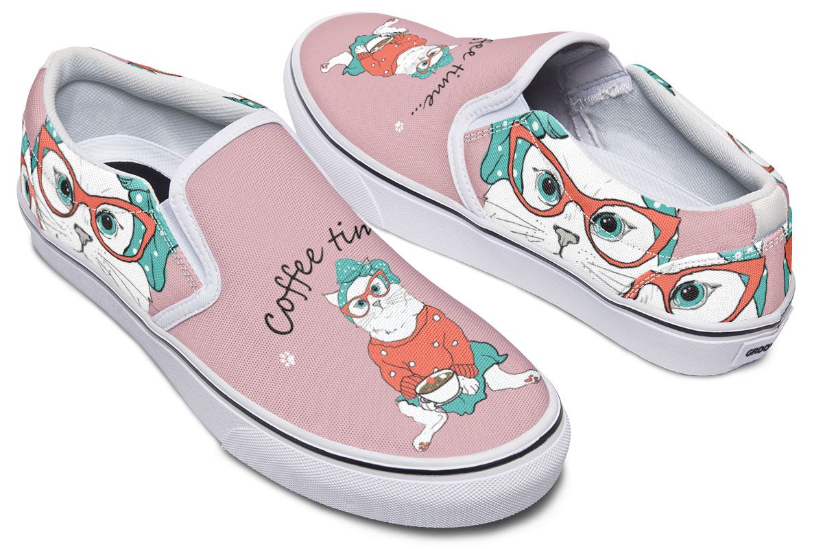Coffee Kitty Slip-On Shoes