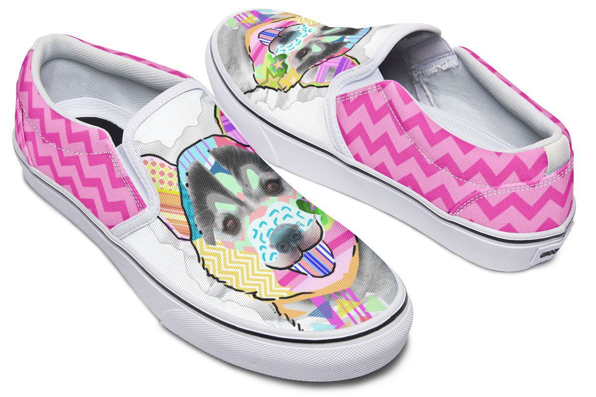 Collage Pup Husky Slip-On Shoes
