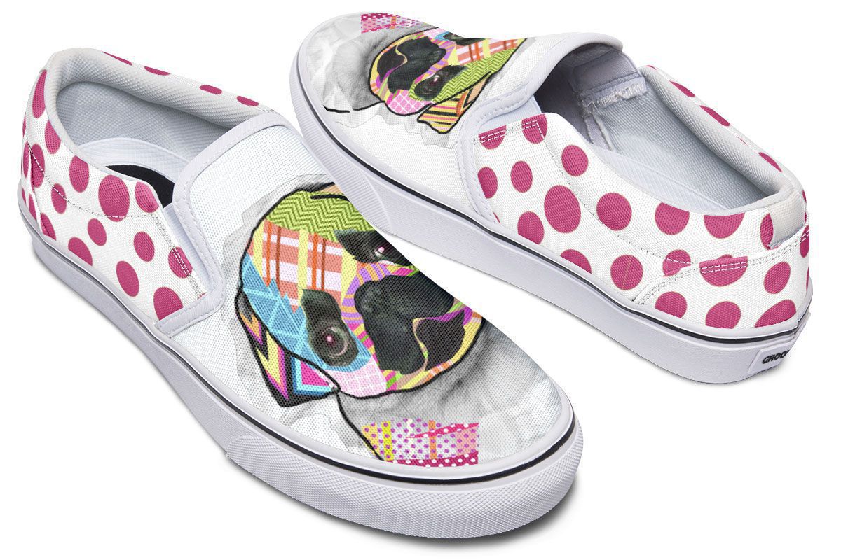 Collage Pup Pug Slip-On Shoes