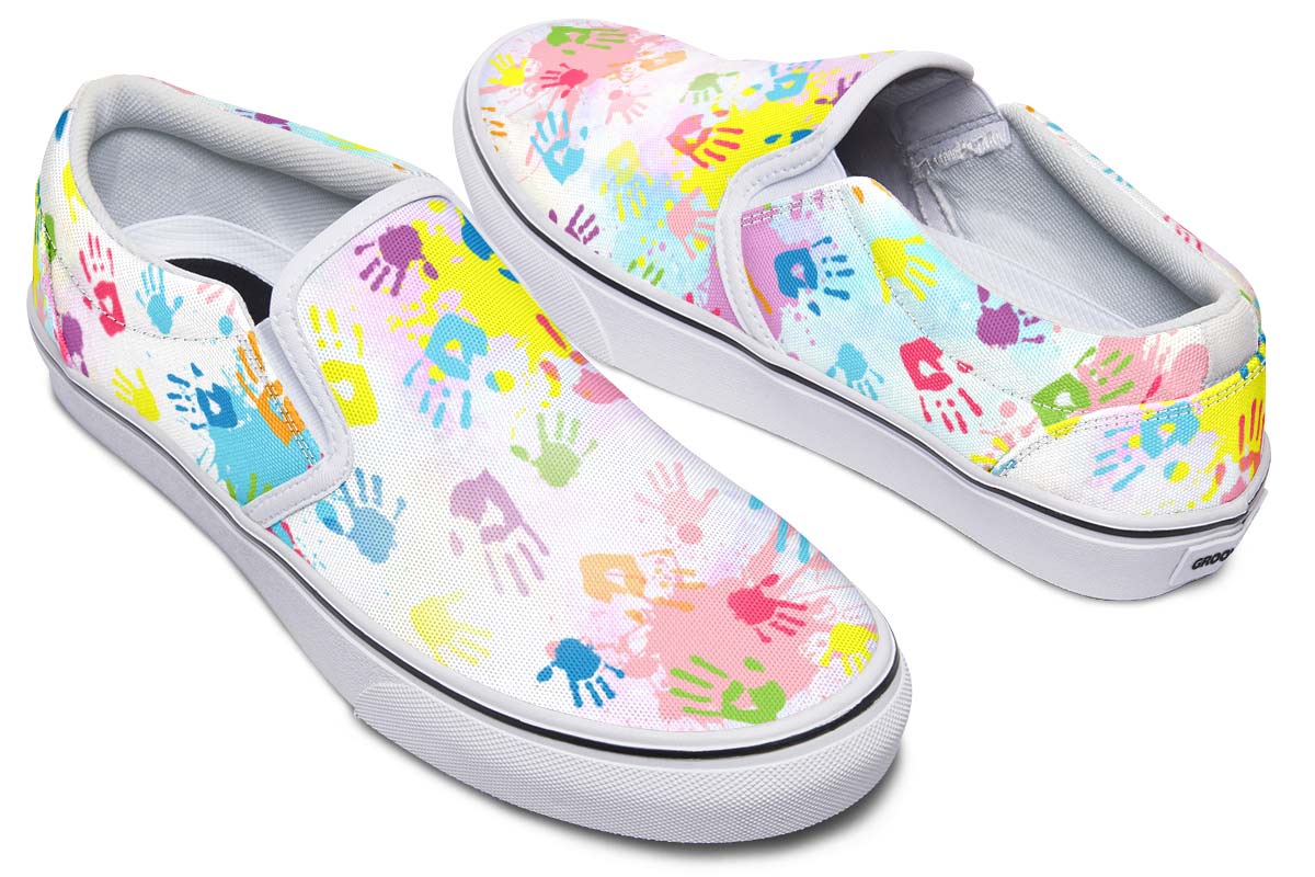 Colorful Handprint Slip-On Shoes