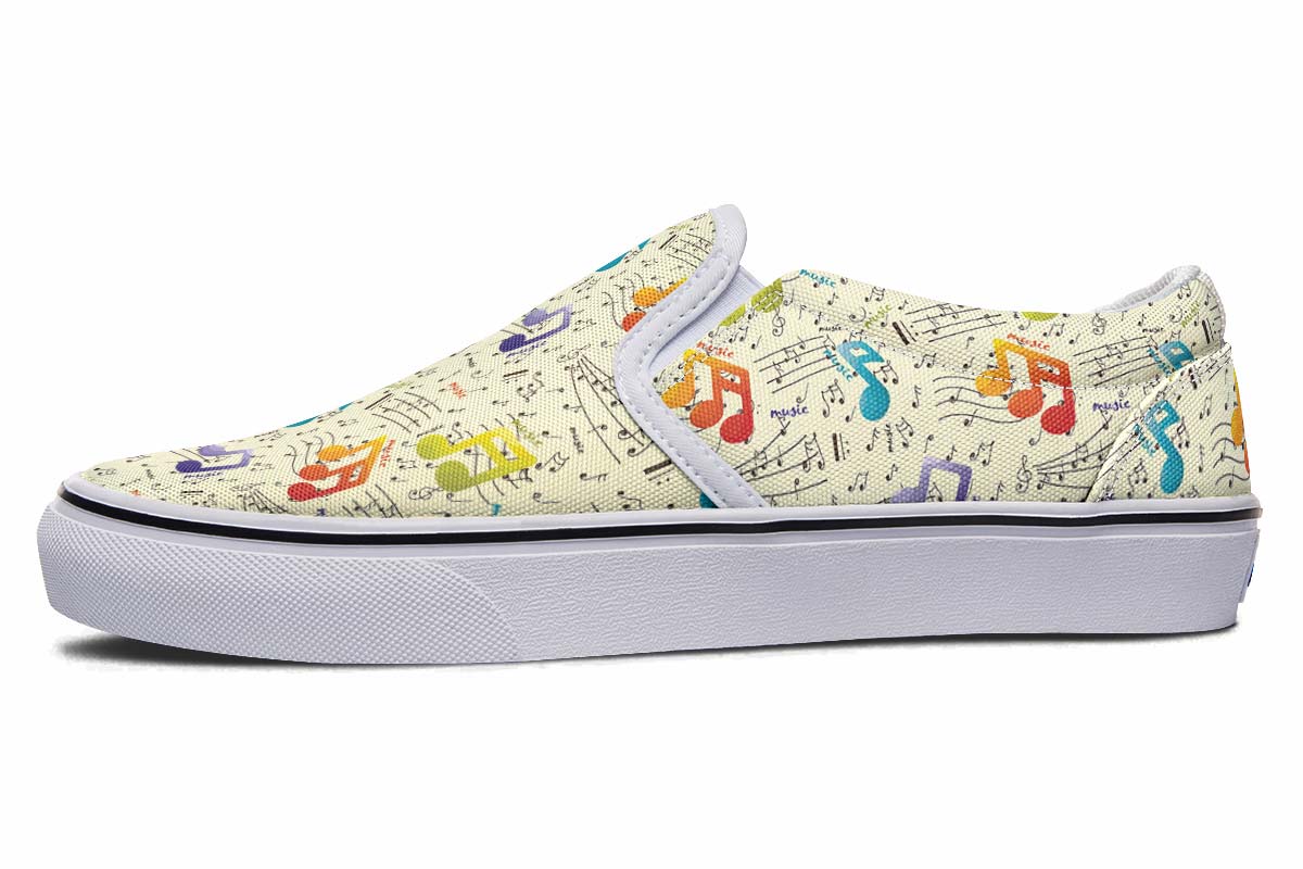 Colorful Music Notes Slip-On Shoes