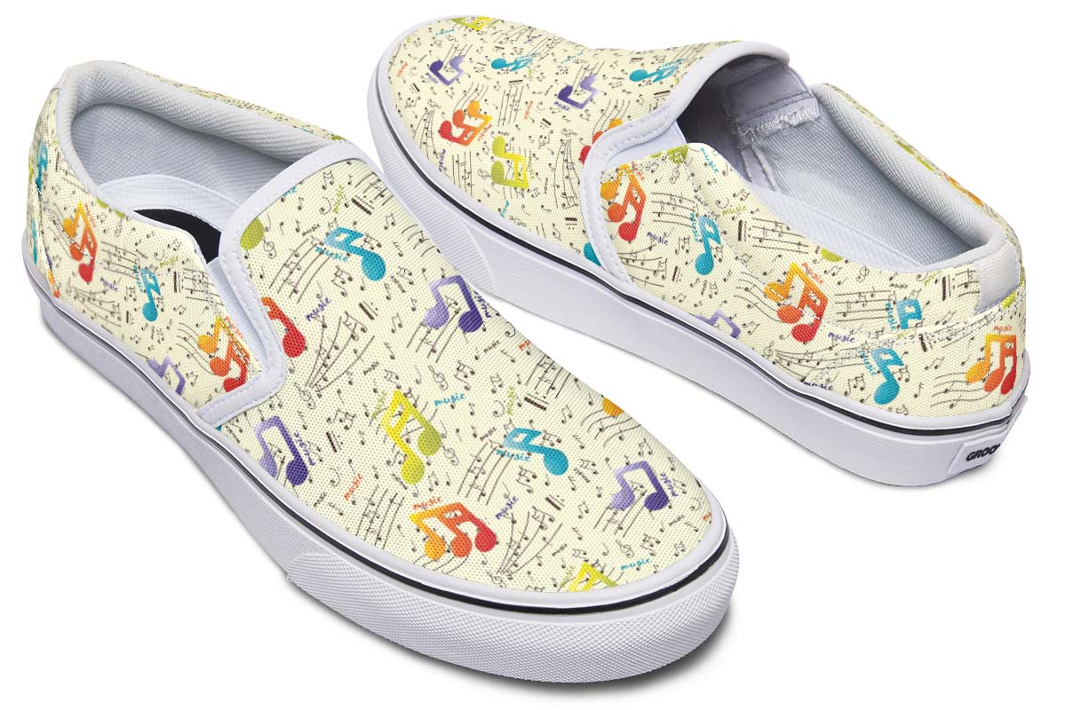 Colorful Music Notes Slip-On Shoes