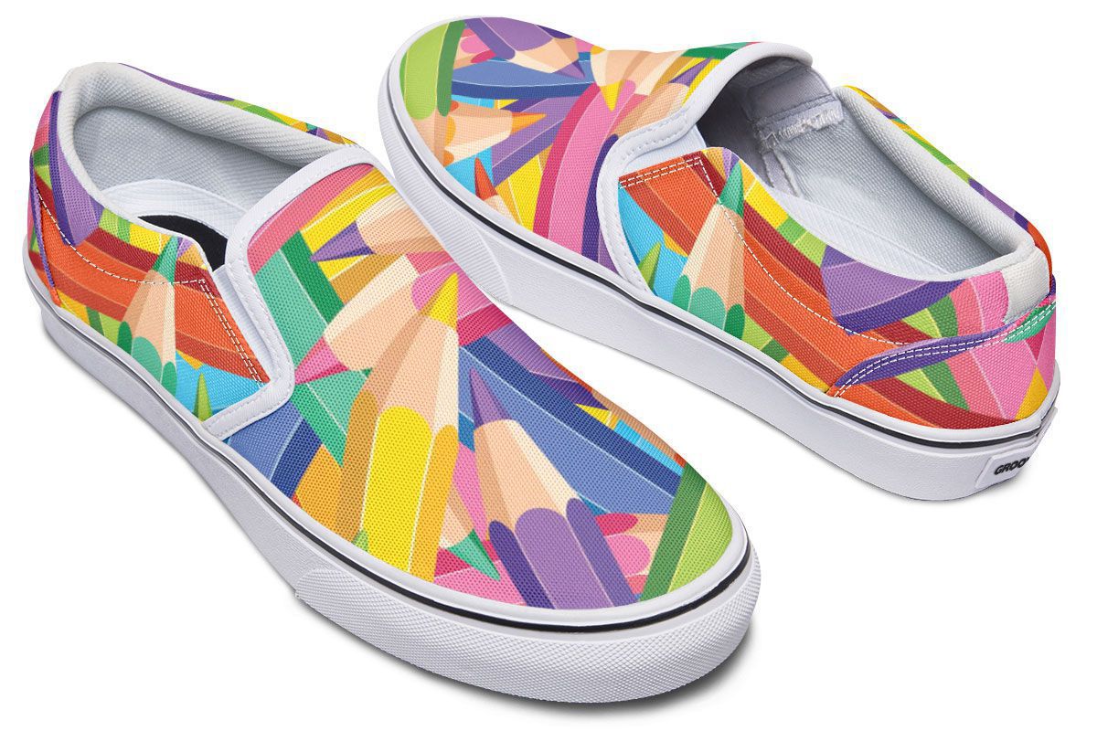 Colorful Pencils Slip-On Shoes