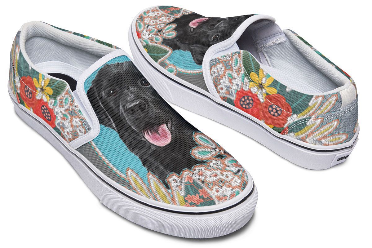 Denim Style Black Labrador Slip-On Shoes