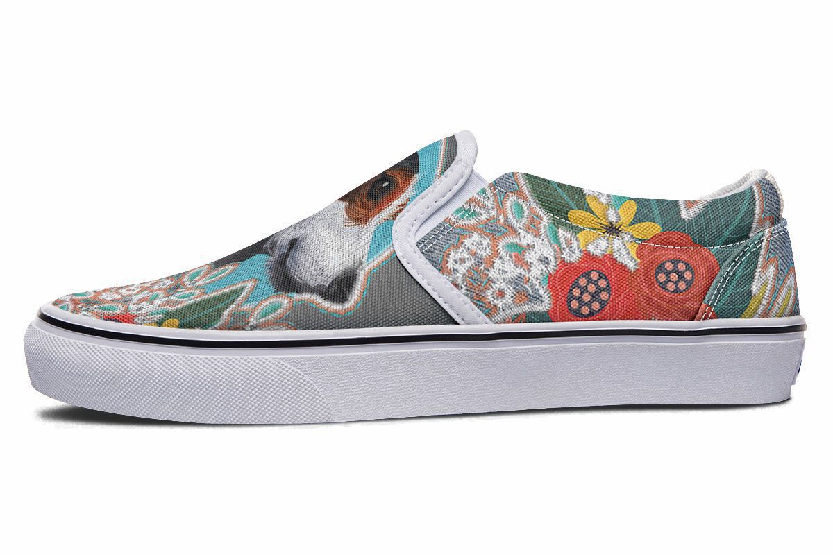 Denim Style Jack Russell Slip-On Shoes