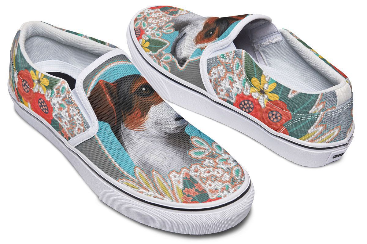 Denim Style Jack Russell Slip-On Shoes
