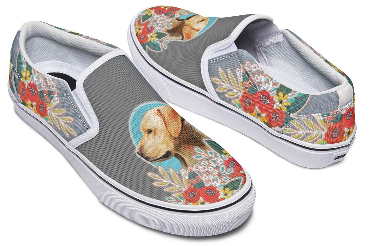 Denim Style White Labrador Slip-On Shoes