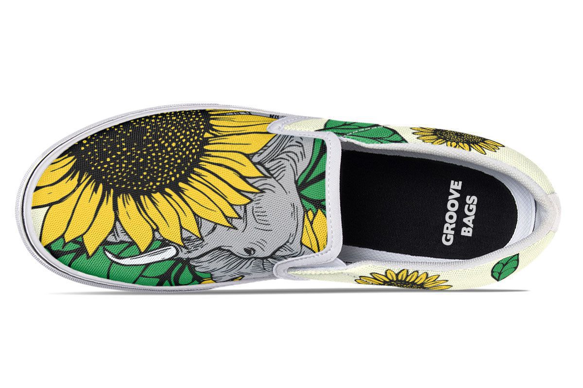 White slip on vans hotsell with sunflowers