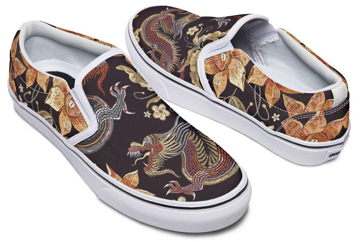 Embroidery Dragon Slip-On Shoes