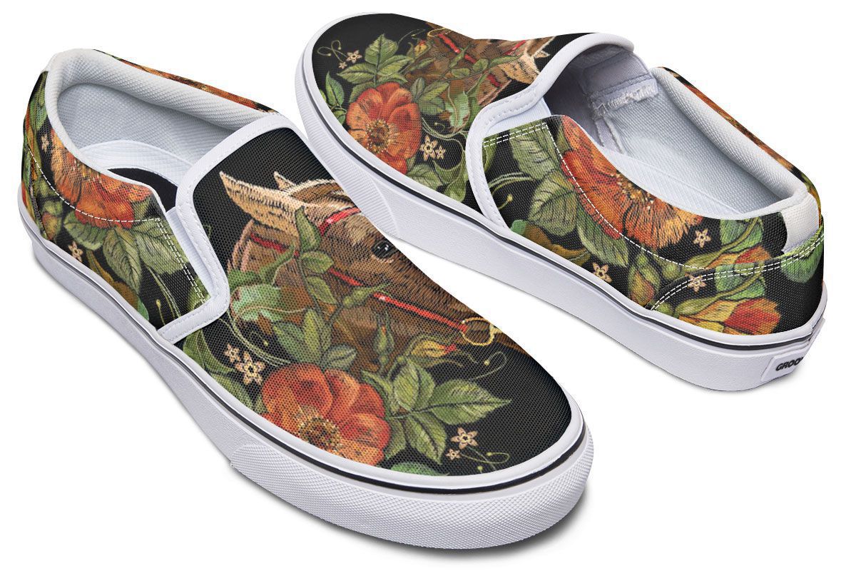 Embroidery Horse Slip-On Shoes