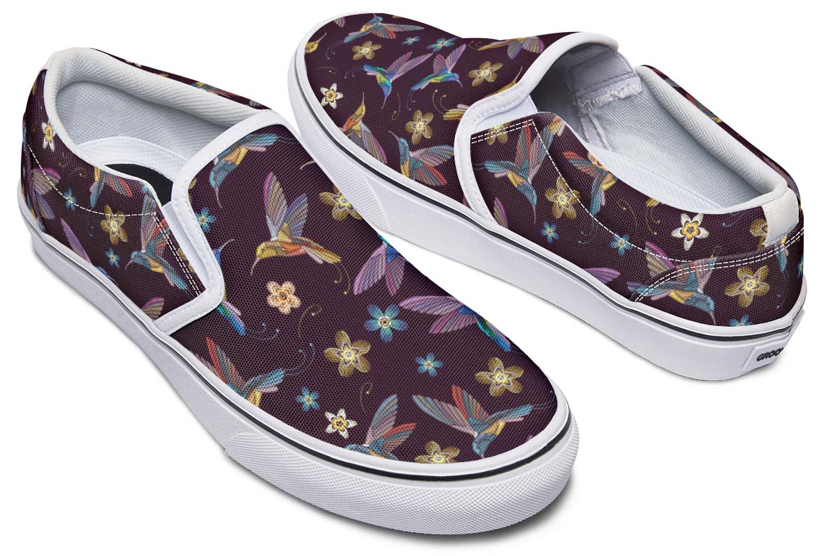 Embroidery Hummingbirds Slip-On Shoes