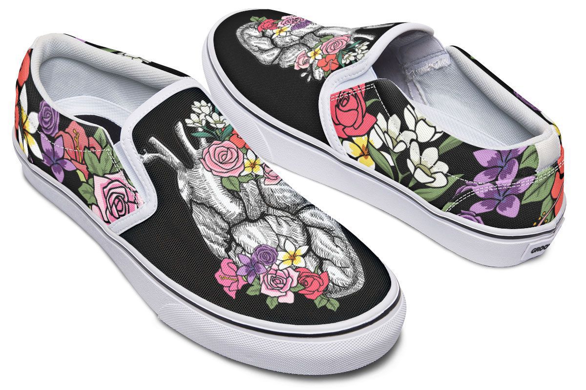 Floral Anatomy Heart Slip-On Shoes