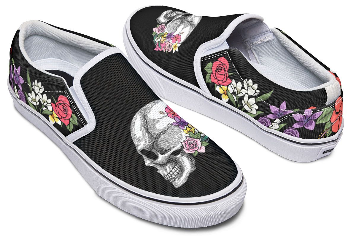 Floral Anatomy Skull Slip-On Shoes